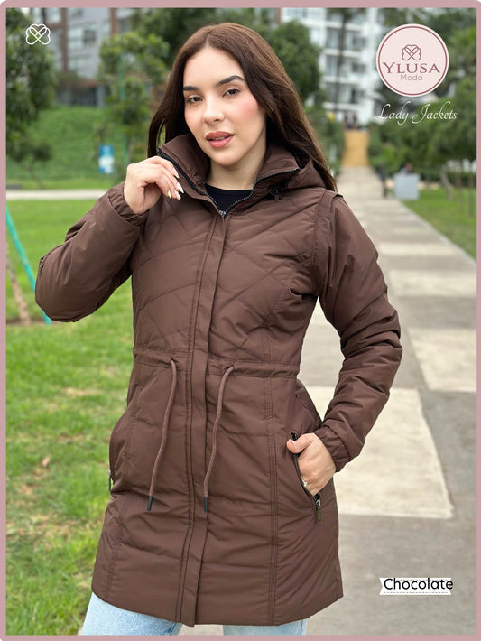 PARKA MAXI CHALECO 90CM VALENTINA - COLOR CHOCOLATE
