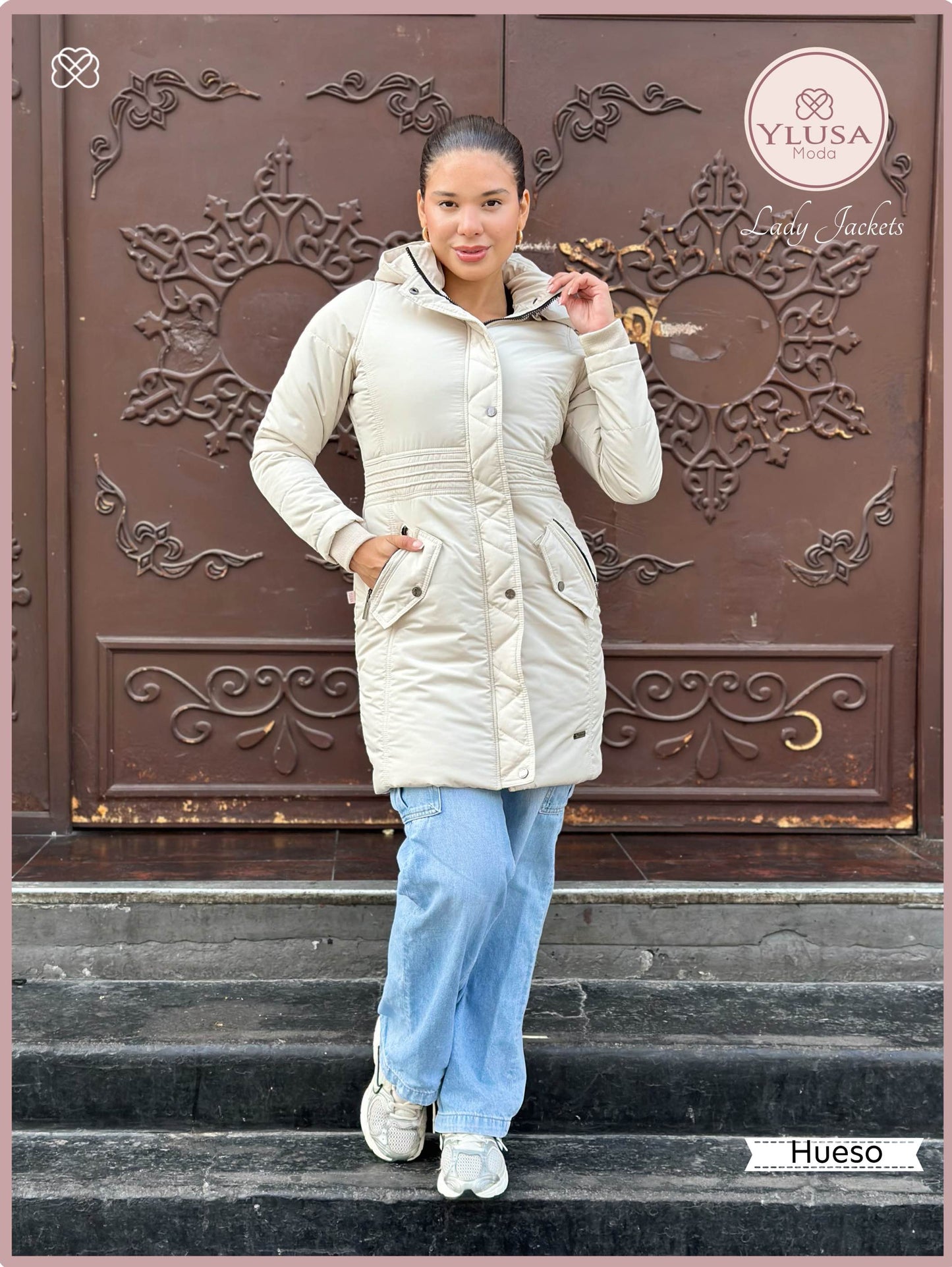 PARKA EXTRA LARGA ROMA - HUESO