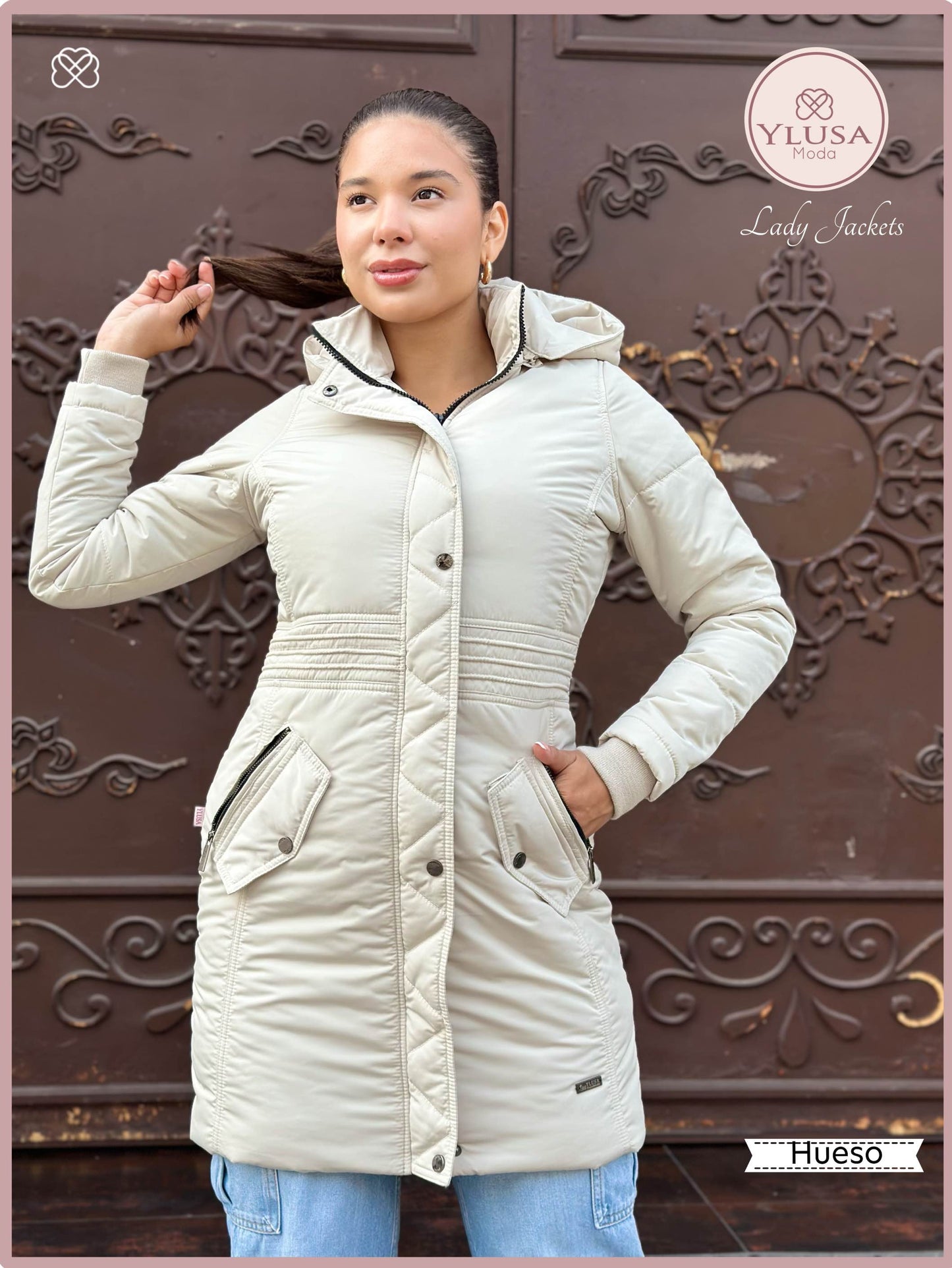 PARKA EXTRA LARGA ROMA - HUESO