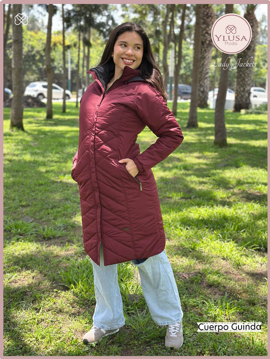 PARKA MAXI LARGA REVERSIBLE FRANCIS - GUINDA