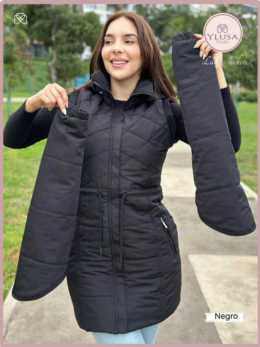 PARKA MAXI CHALECO 90CM VALENTINA - NEGRO