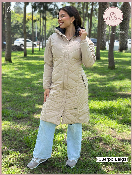 PARKA MAXI LARGA REVERSIBLE FRANCIS - BEIGS