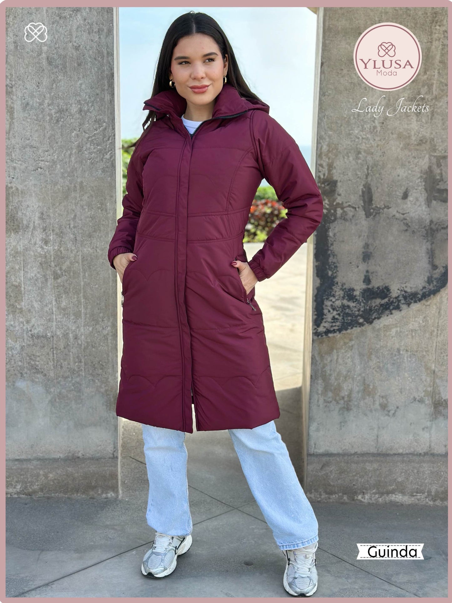 PARKA MAXI LARGA ALEXA - GUINDA