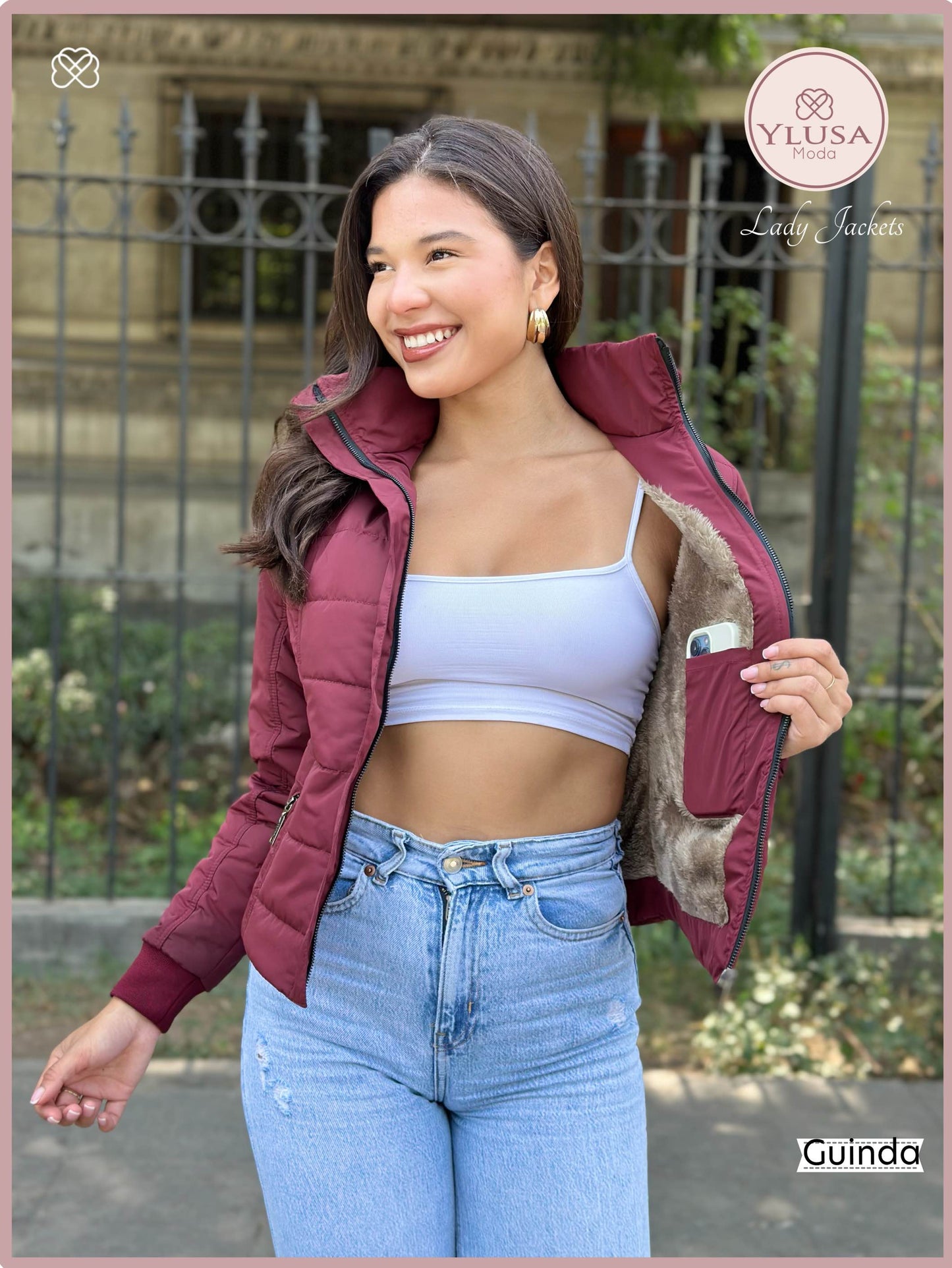 CHAQUETA C/PELUCHE MACARENA - GUINDA