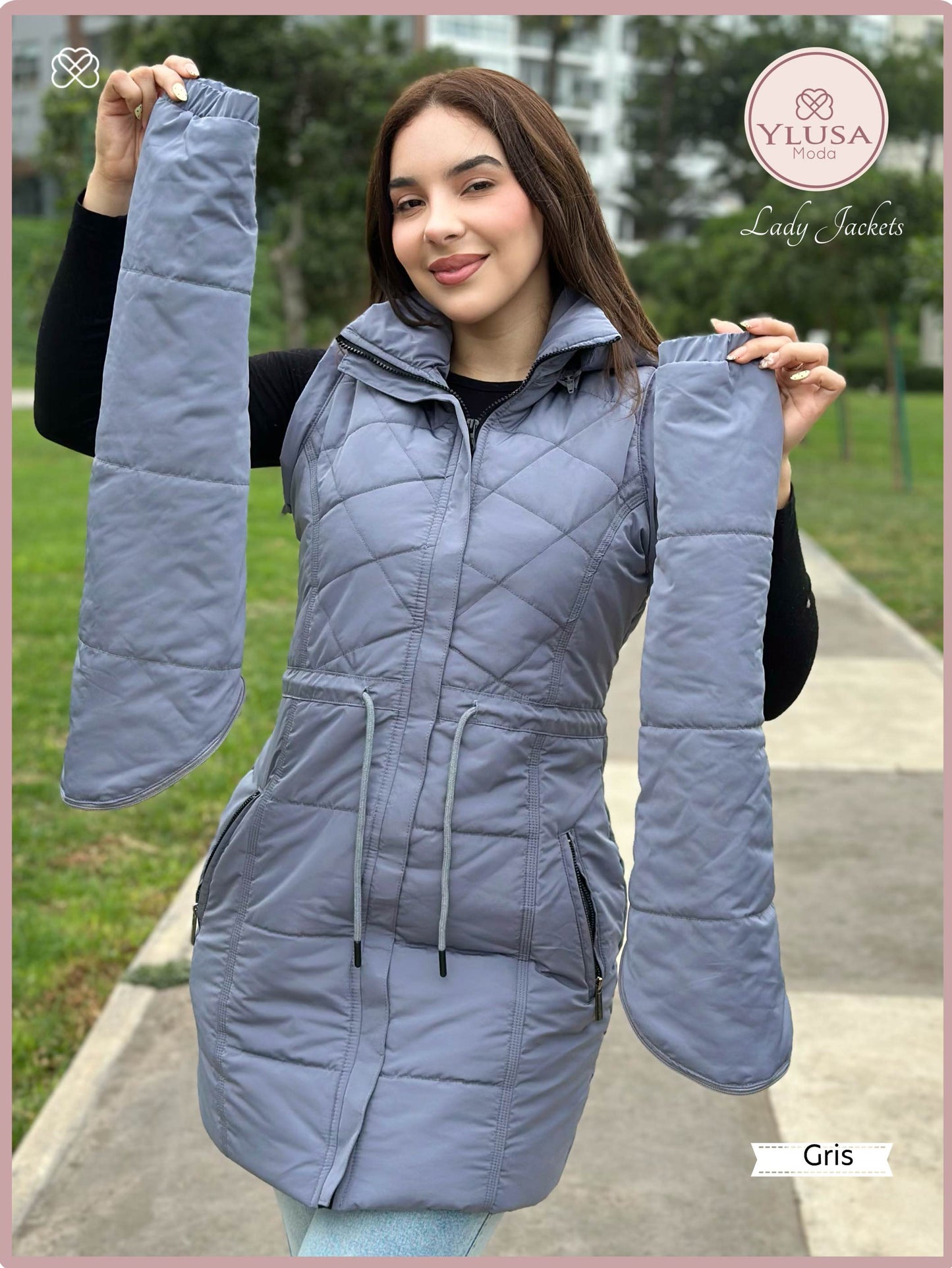 PARKA MAXI CHALECO 90CM VALENTINA - GRIS
