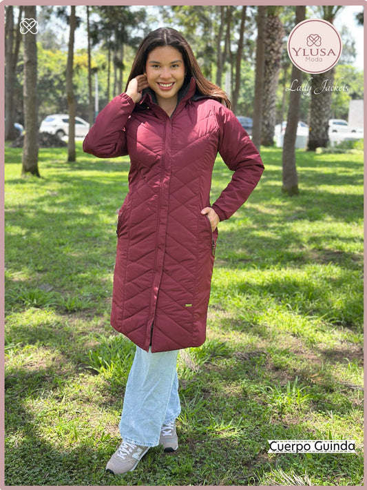 PARKA MAXI LARGA REVERSIBLE FRANCIS - GUINDA