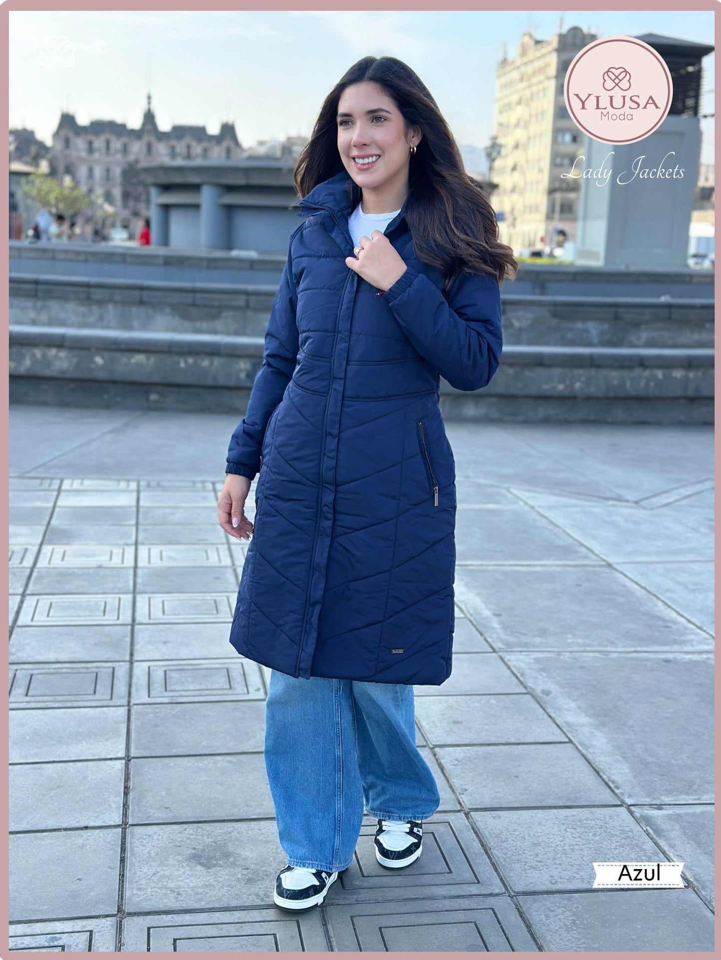 PARKA MAXI LARGA EMELY - AZUL