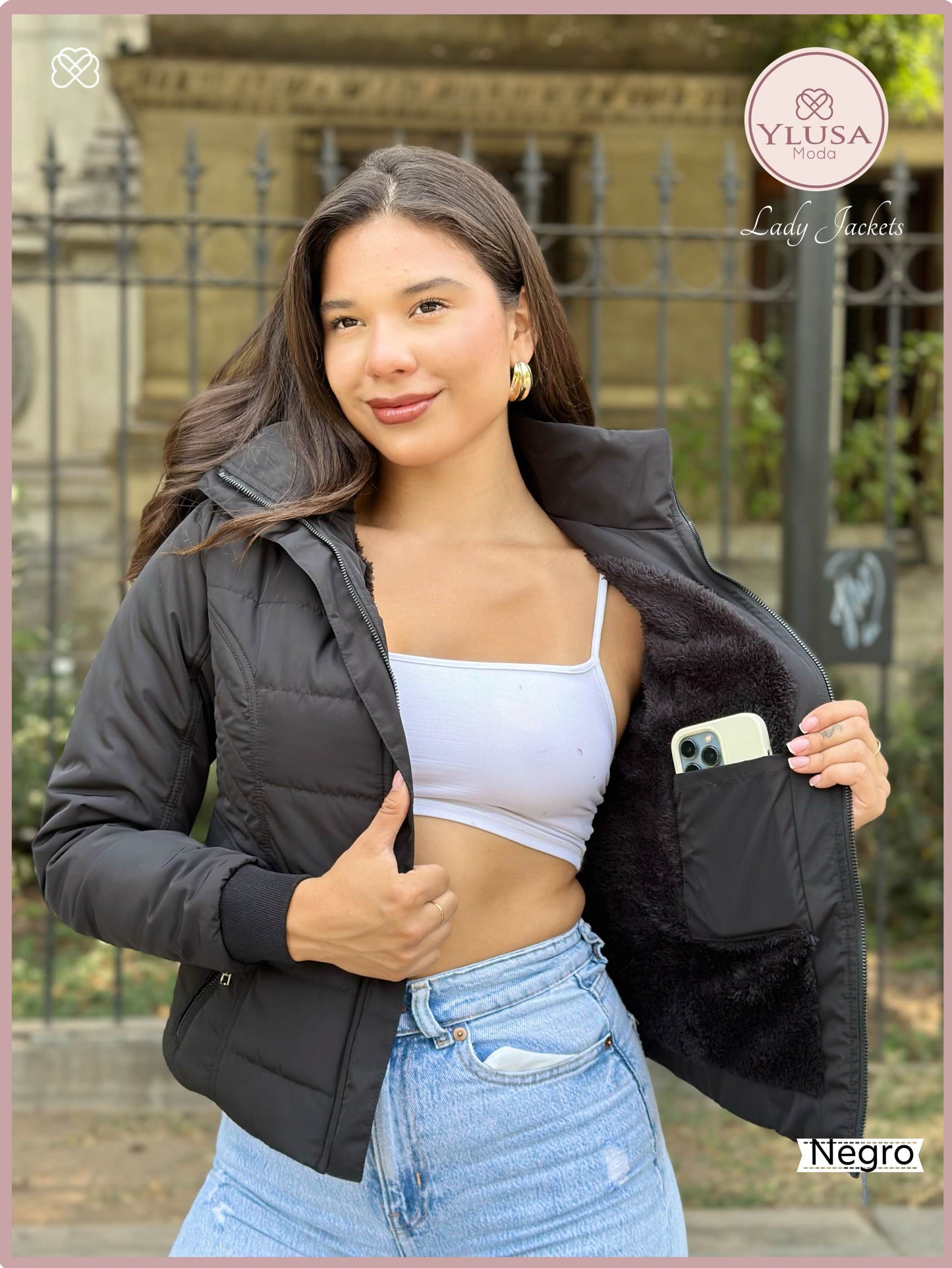 CHAQUETA C/PELUCHE MACARENA - NEGRO