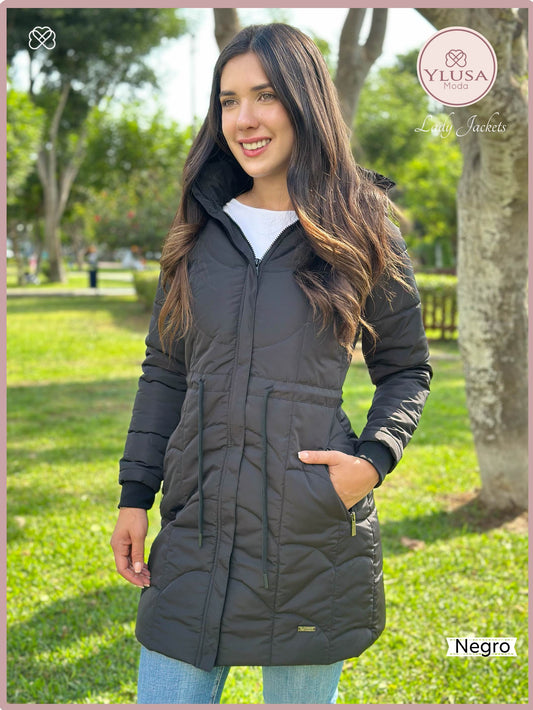 PARKA EXTRA LARGA C/PELUCHE FABIOLA - NEGRO
