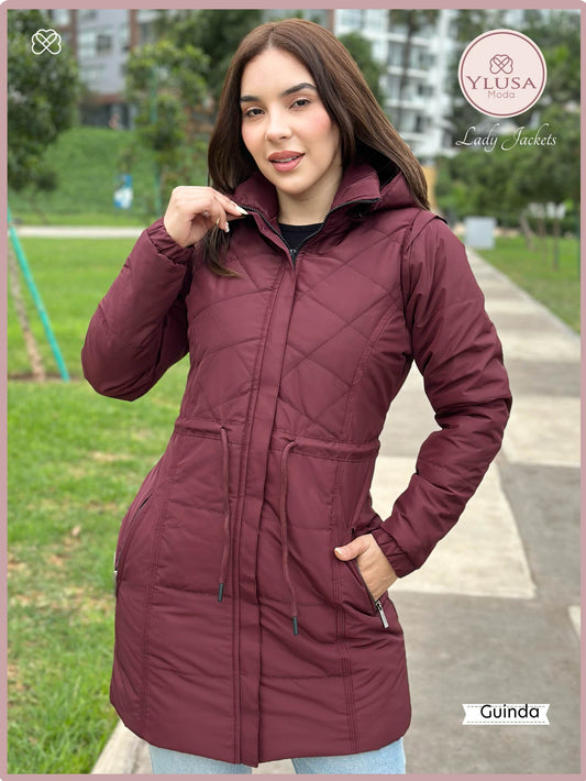 PARKA MAXI CHALECO 90CM VALENTINA - GUINDA