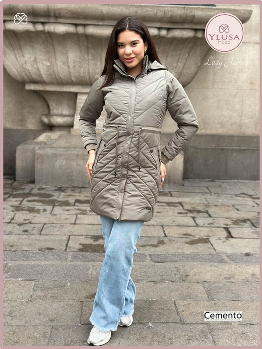PARKA EXTRA LARGA C/PELUCHE ALEJANDRA - CEMENTO