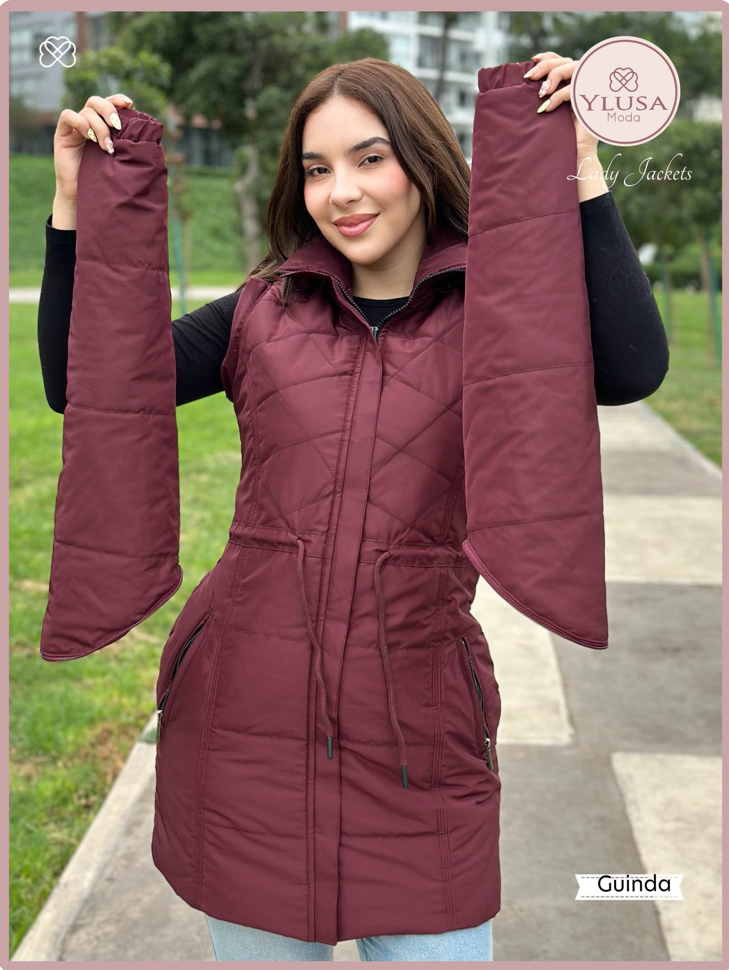 PARKA MAXI CHALECO 90CM VALENTINA - GUINDA