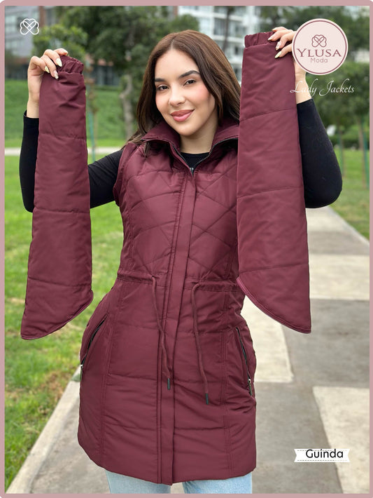 PARKA MAXI CHALECO 90CM VALENTINA - GUINDA