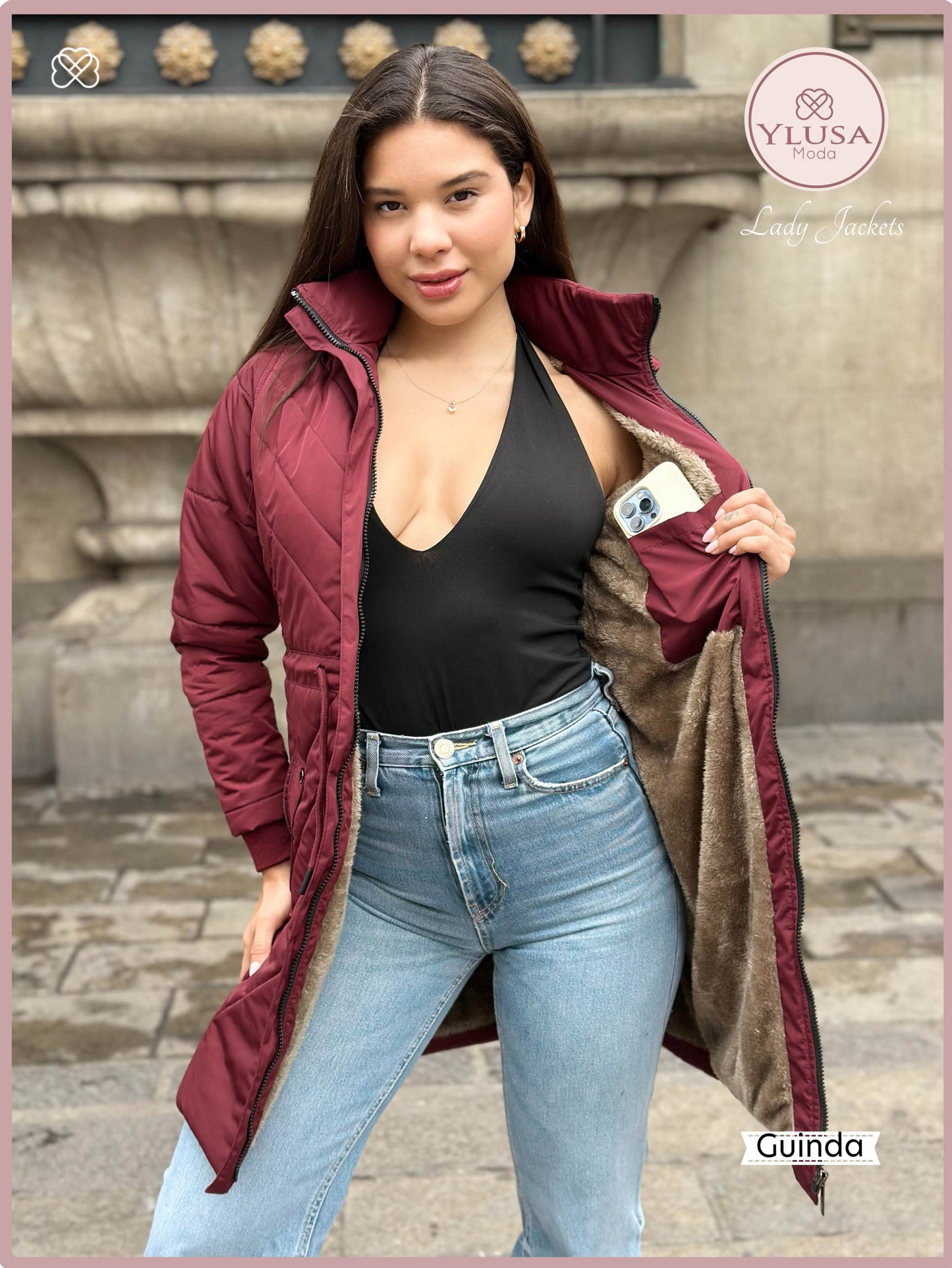 PARKA EXTRA LARGA C/PELUCHE ALEJANDRA - GUINDA