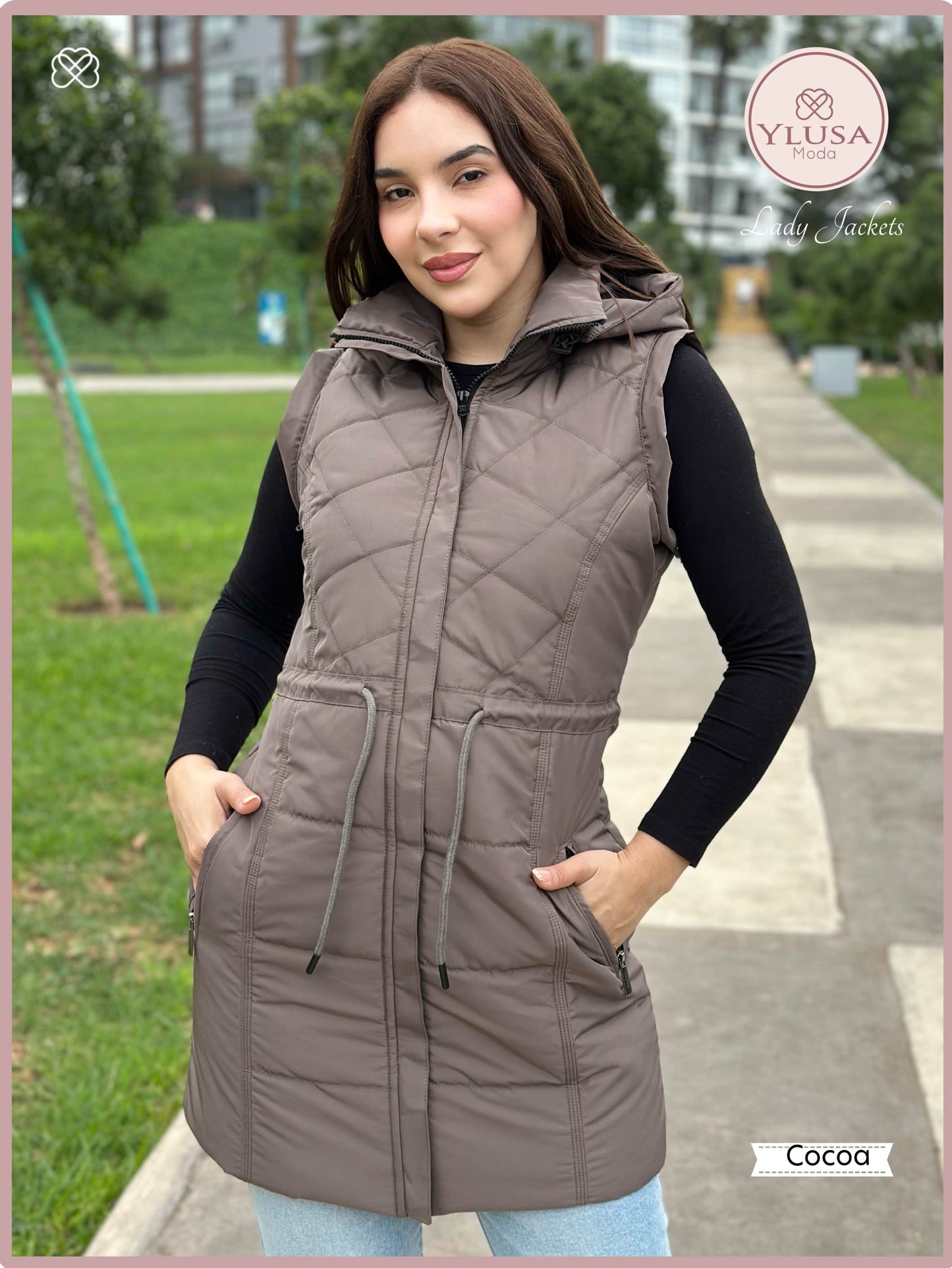 PARKA MAXI CHALECO 90CM VALENCTINA - COCOA