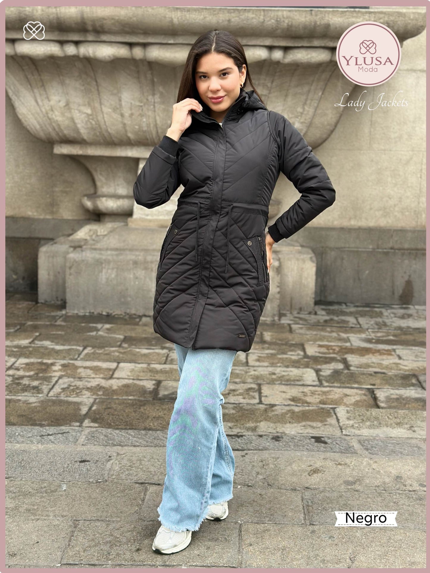 PARKA EXTRA LARGA C/PELUCHE ALEJANDRA - NEGRO