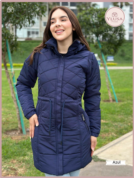 PARKA MAXI CHALECO 90CM VALENTINA - AZUL