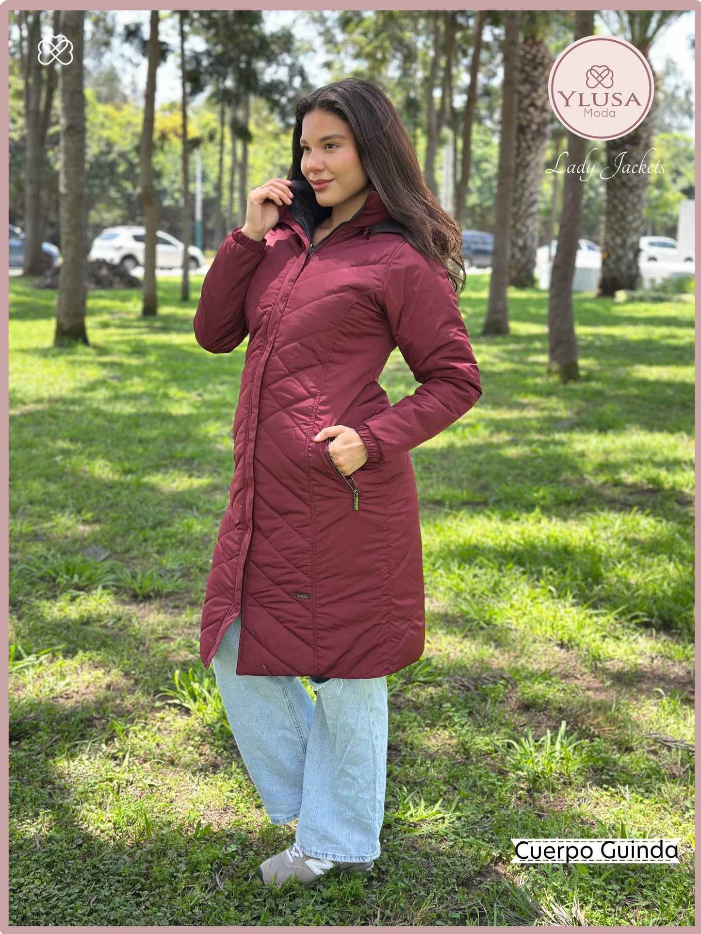 PARKA MAXI LARGA REVERSIBLE FRANCIS - GUINDA