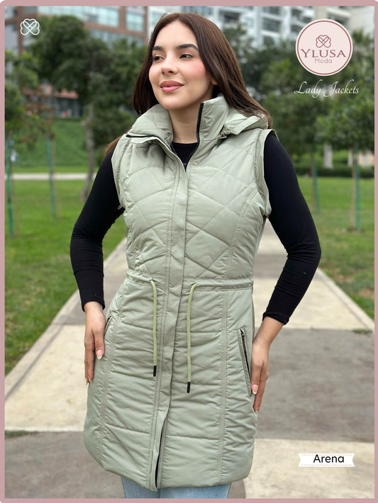 PARKA MAXI CHALECO 90CM VALENTINA - ARENA