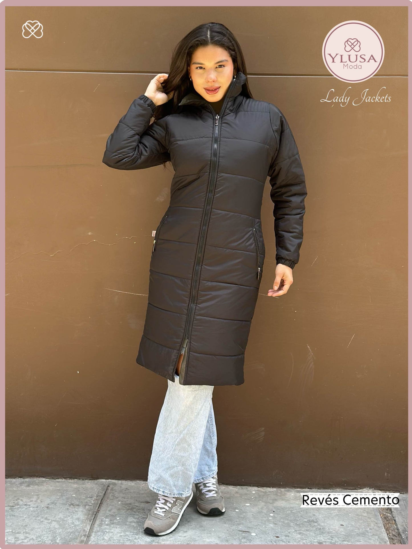 PARKA MAXI LARGA REVERSIBLE FRANCIS - CEMENTO