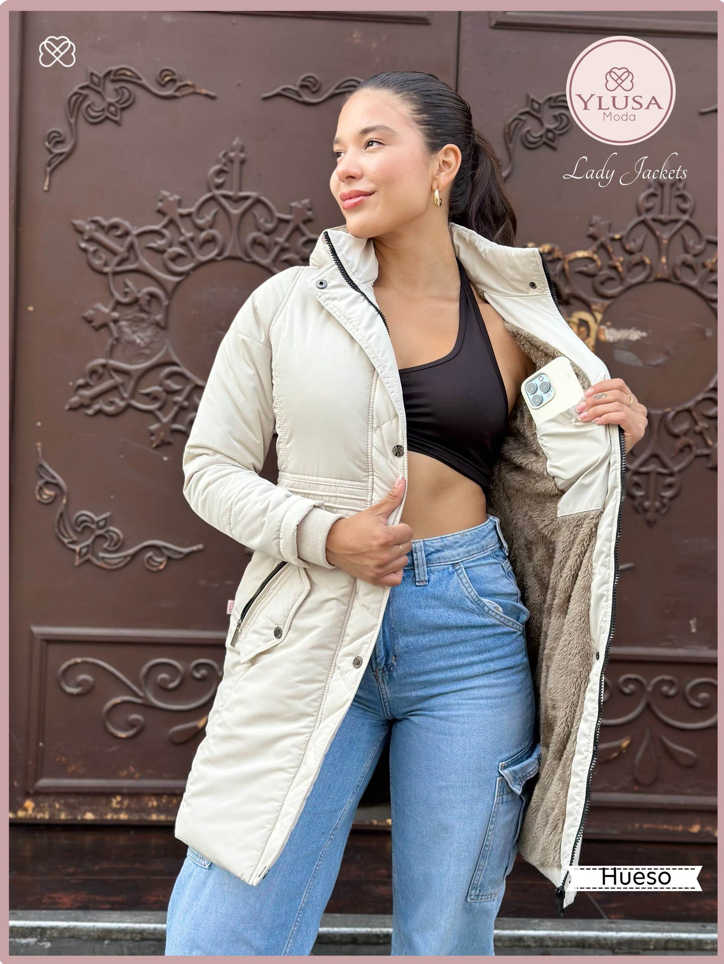 PARKA EXTRA LARGA ROMA - HUESO