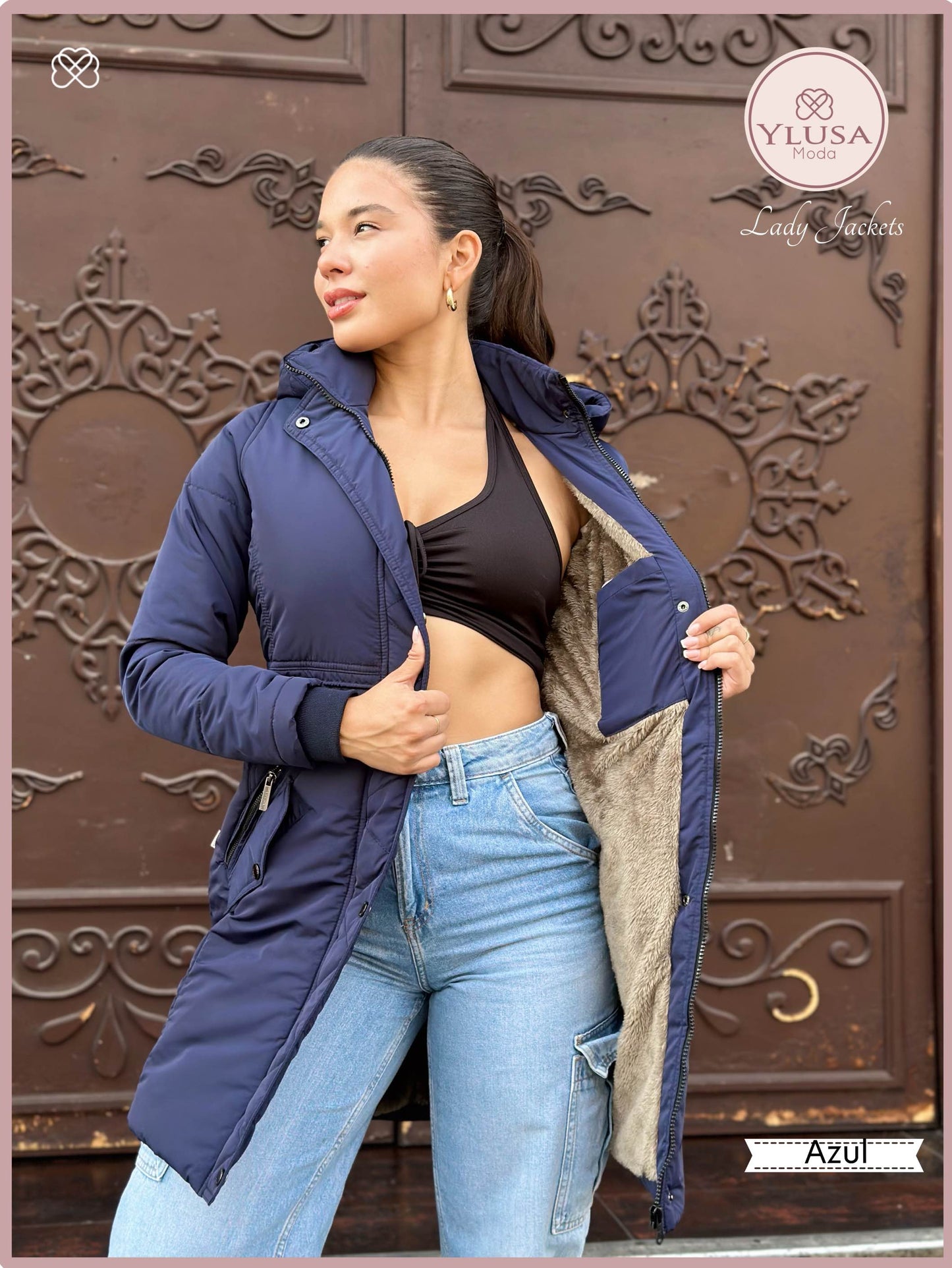 PARKA EXTRA LARGA ROMA - AZUL