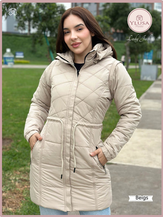 PARKA MAXI CHALECO 90CM VALENTINA - BEIGS
