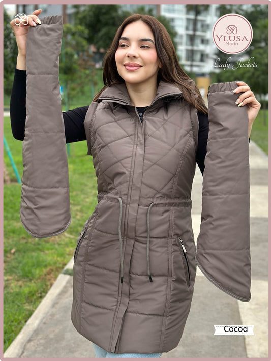 PARKA MAXI CHALECO 90CM VALENCTINA - COCOA