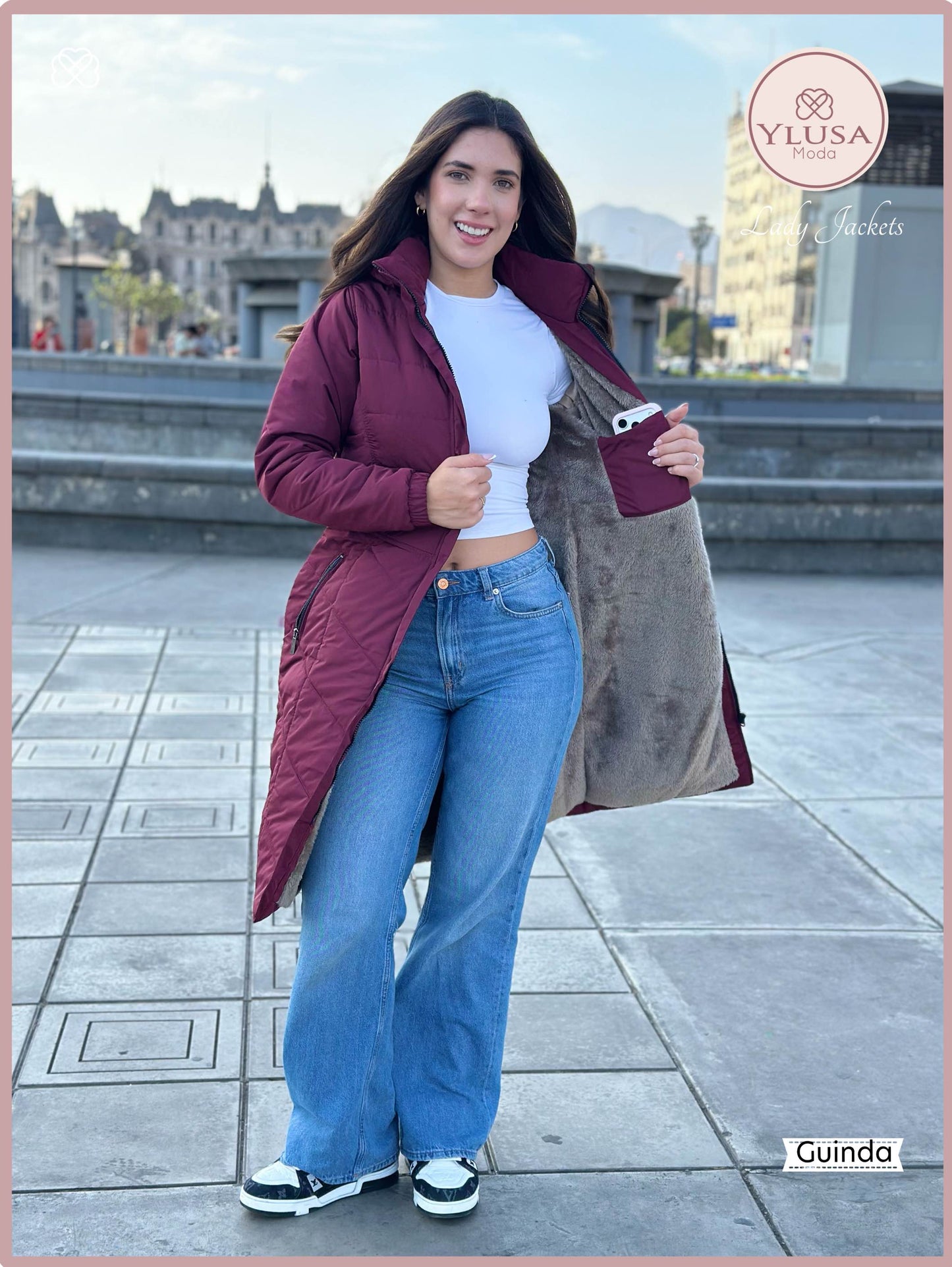 PARKA MAXI LARGA EMELY - GUINDA
