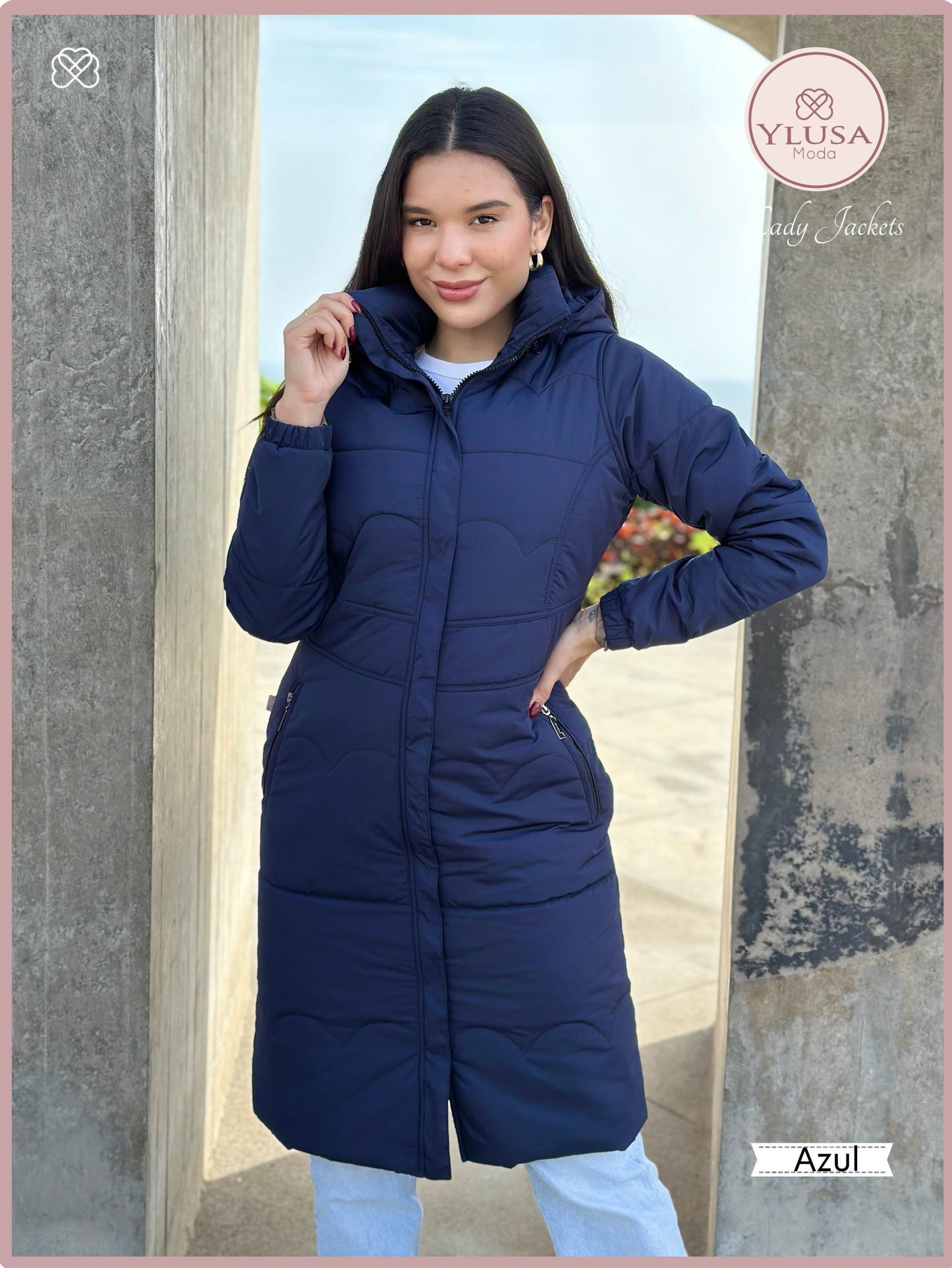 PARKA MAXI LARGA ALEXA - AZUL