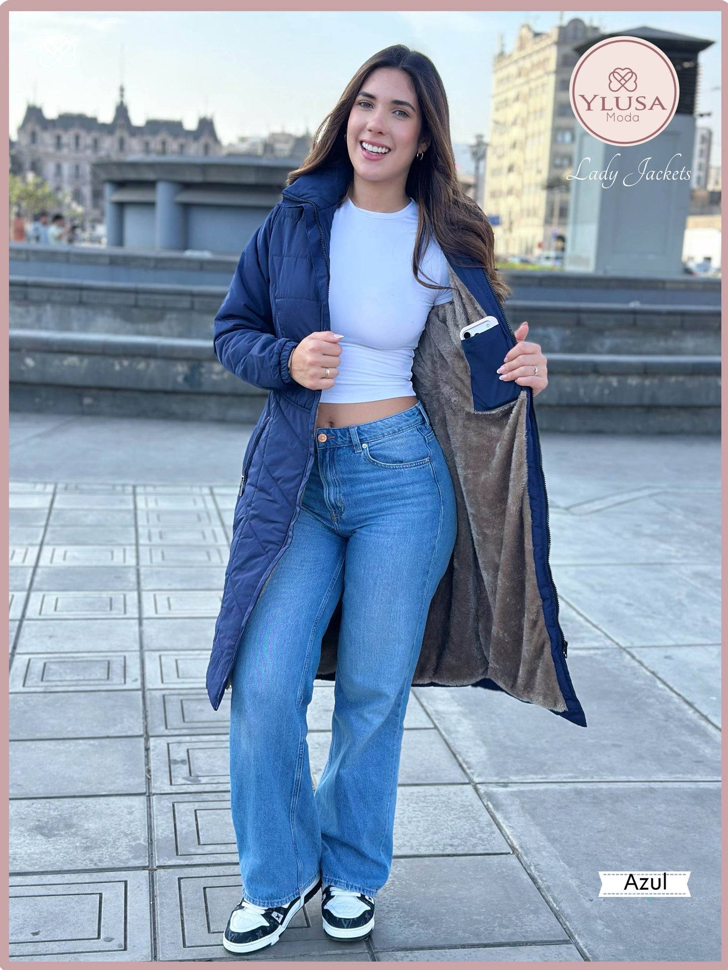 PARKA MAXI LARGA EMELY - AZUL