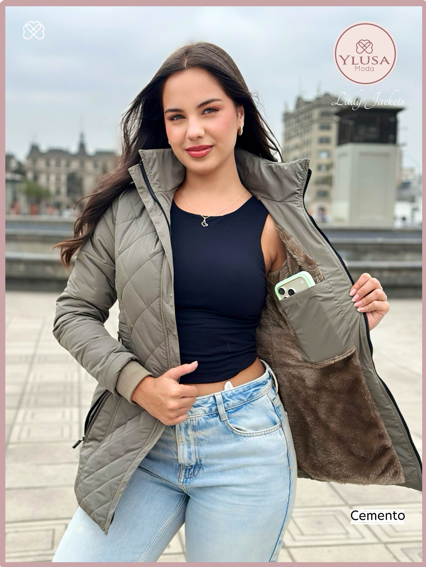 PARKA 3/4 C/PELUCHE YAZURY - CEMENTO