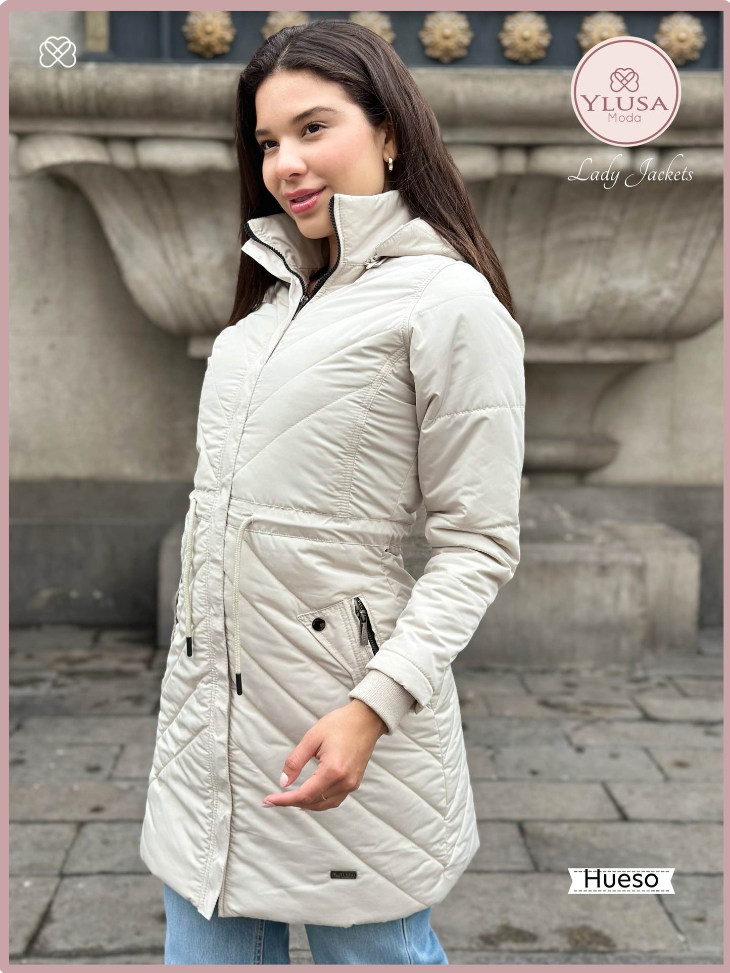 PARKA EXTRA LARGA C/PELUCHE ALEJANDRA - HUESO
