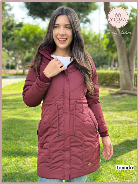 PARKA EXTRA LARGA C/PELUCHE FABIOLA - GUINDA