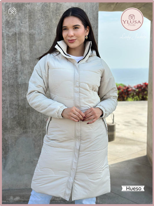 PARKA MAXI LARGA ALEXA - HUESO