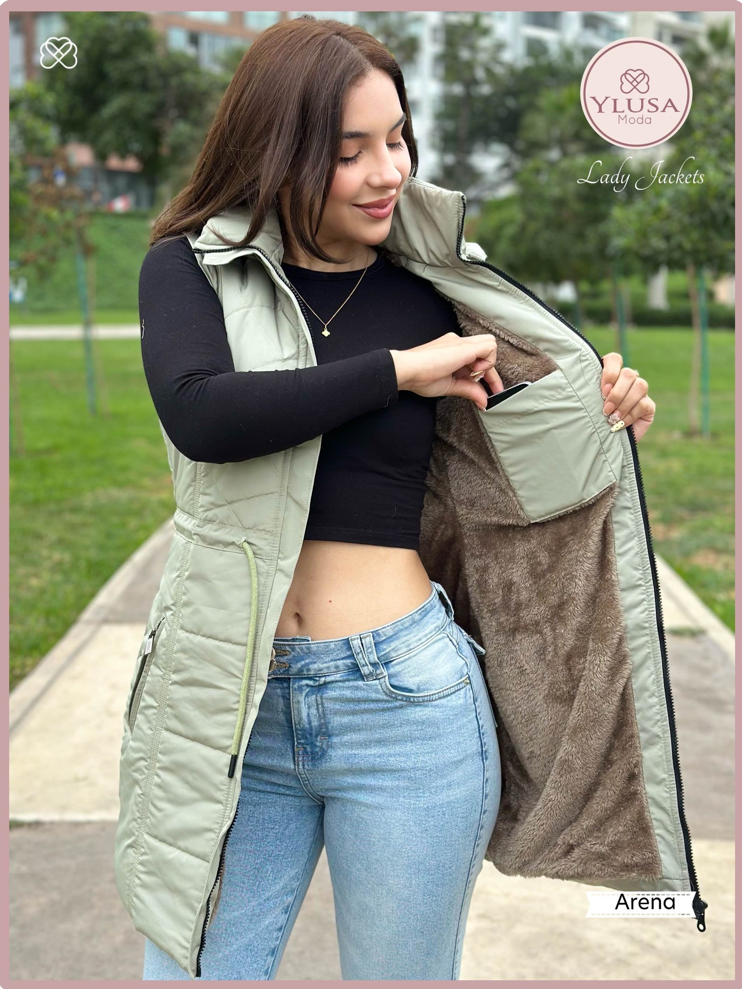 PARKA MAXI CHALECO 90CM VALENTINA - ARENA