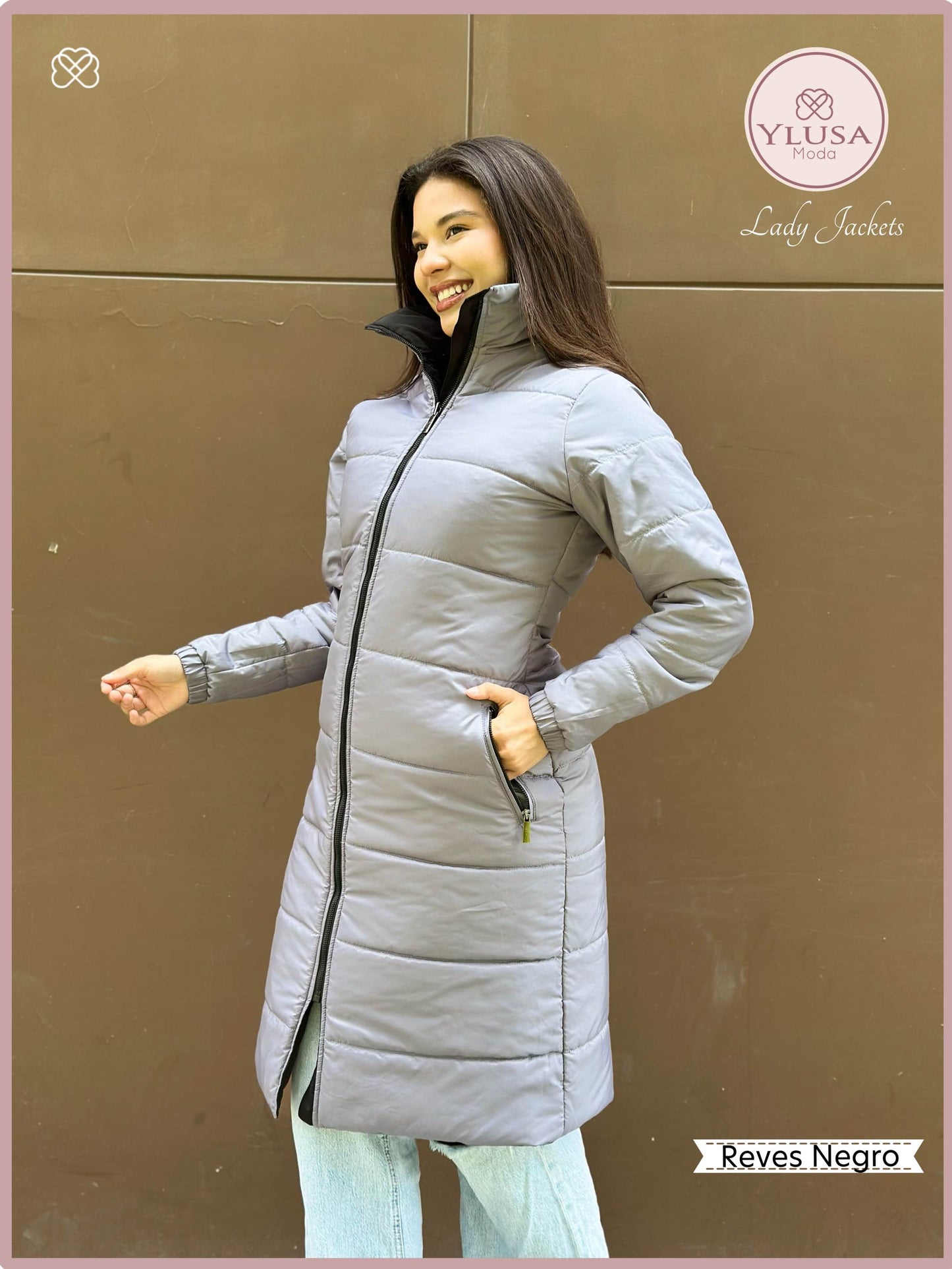 PARKA MAXI LARGA REVERSIBLE FRANCIS - NEGRO