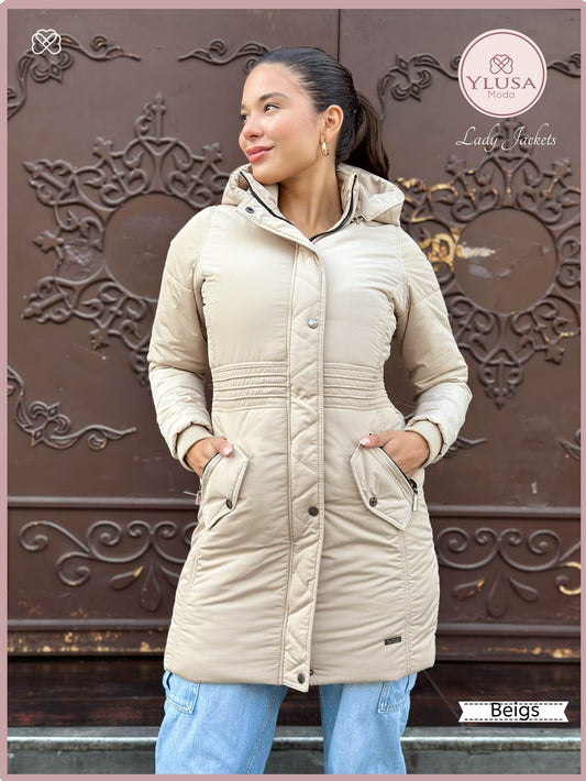 PARKA EXTRA LARGA ROMA -BEIGS