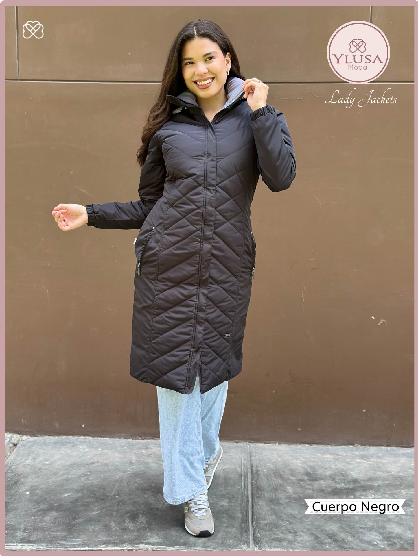 PARKA MAXI LARGA REVERSIBLE FRANCIS - NEGRO