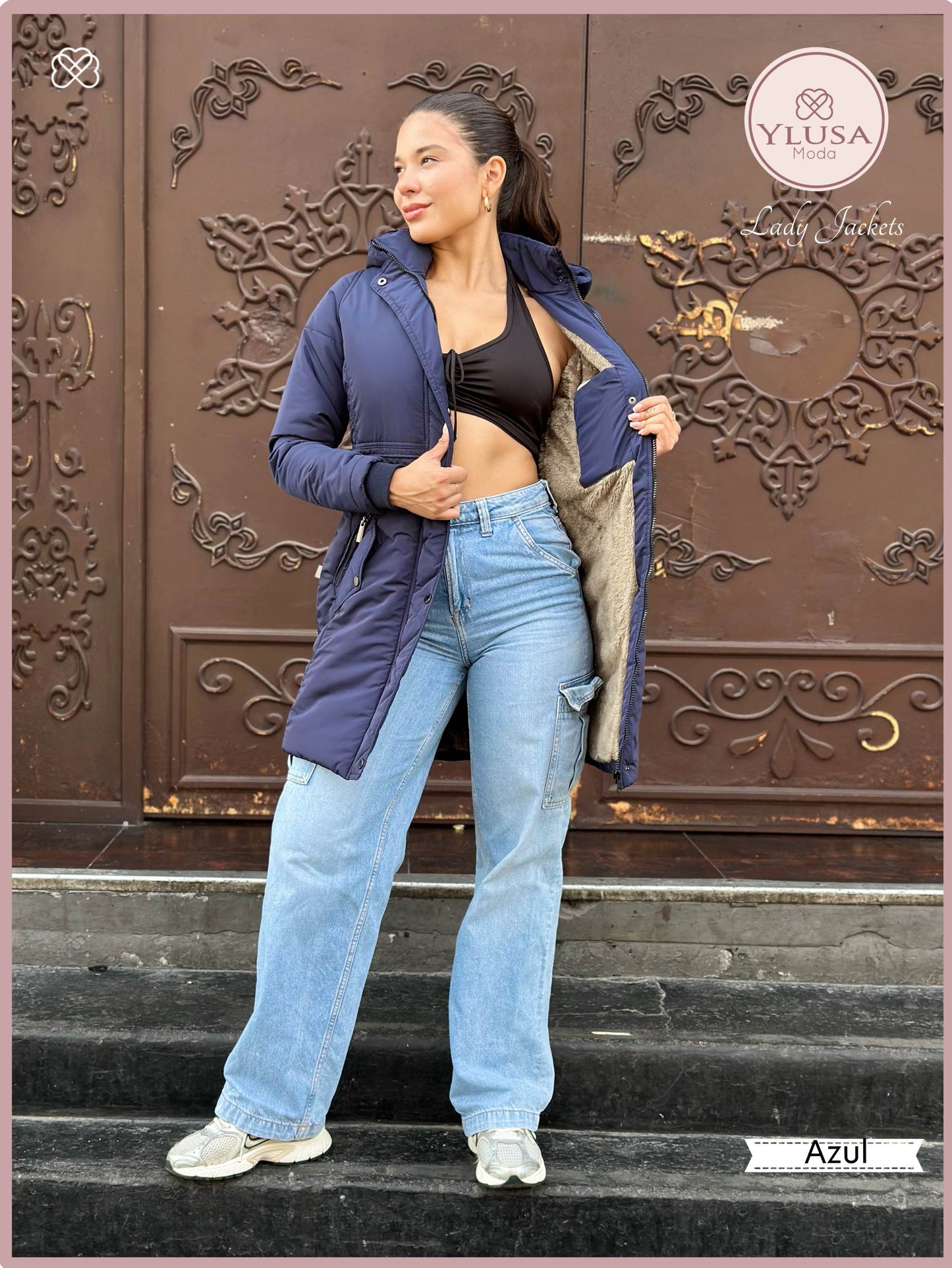 PARKA EXTRA LARGA ROMA - AZUL