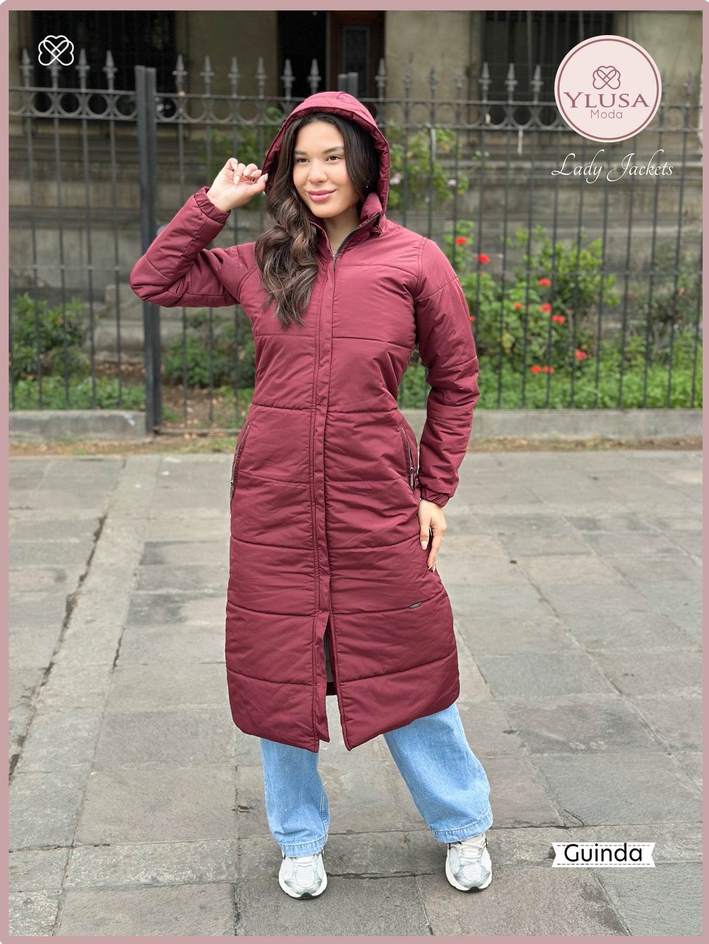 PARKA MAXI EXTRA LARGA PALOMA - GUINDA