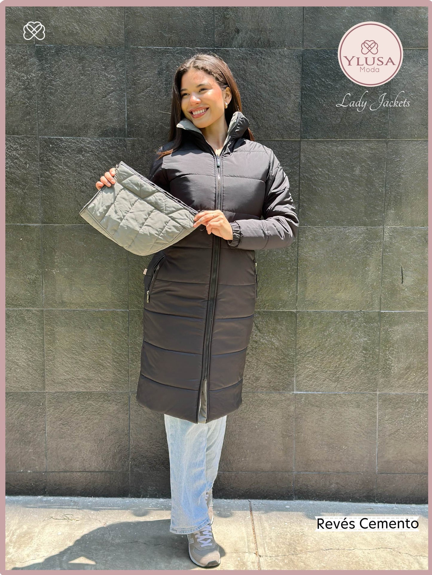 PARKA MAXI LARGA REVERSIBLE FRANCIS - CEMENTO