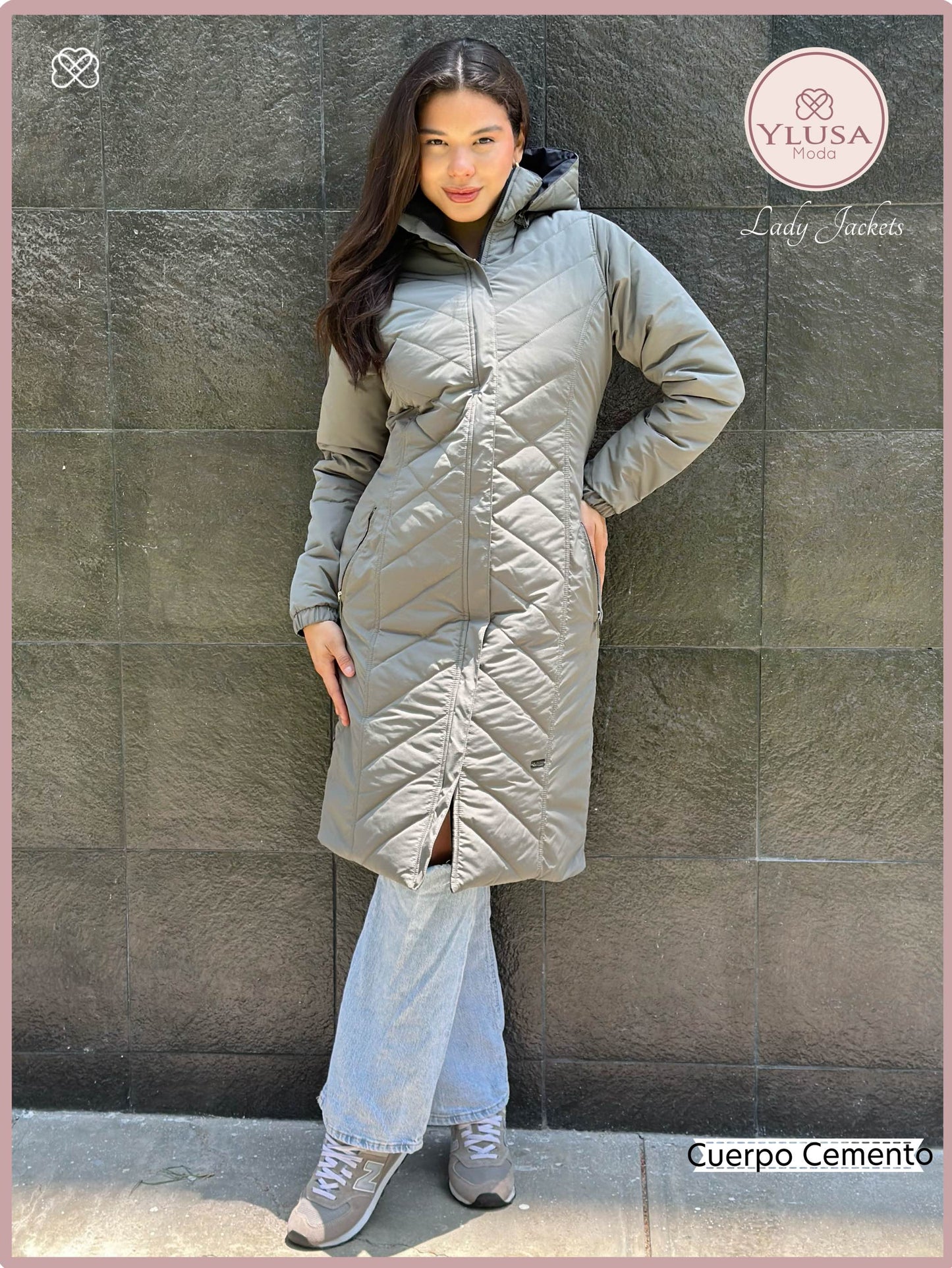 PARKA MAXI LARGA REVERSIBLE FRANCIS - CEMENTO
