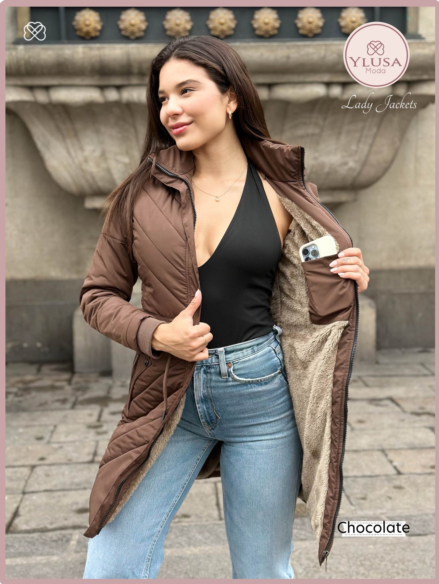 PARKA EXTRA LARGA C/PELUCHE ALEJANDRA - CHOCOLATE