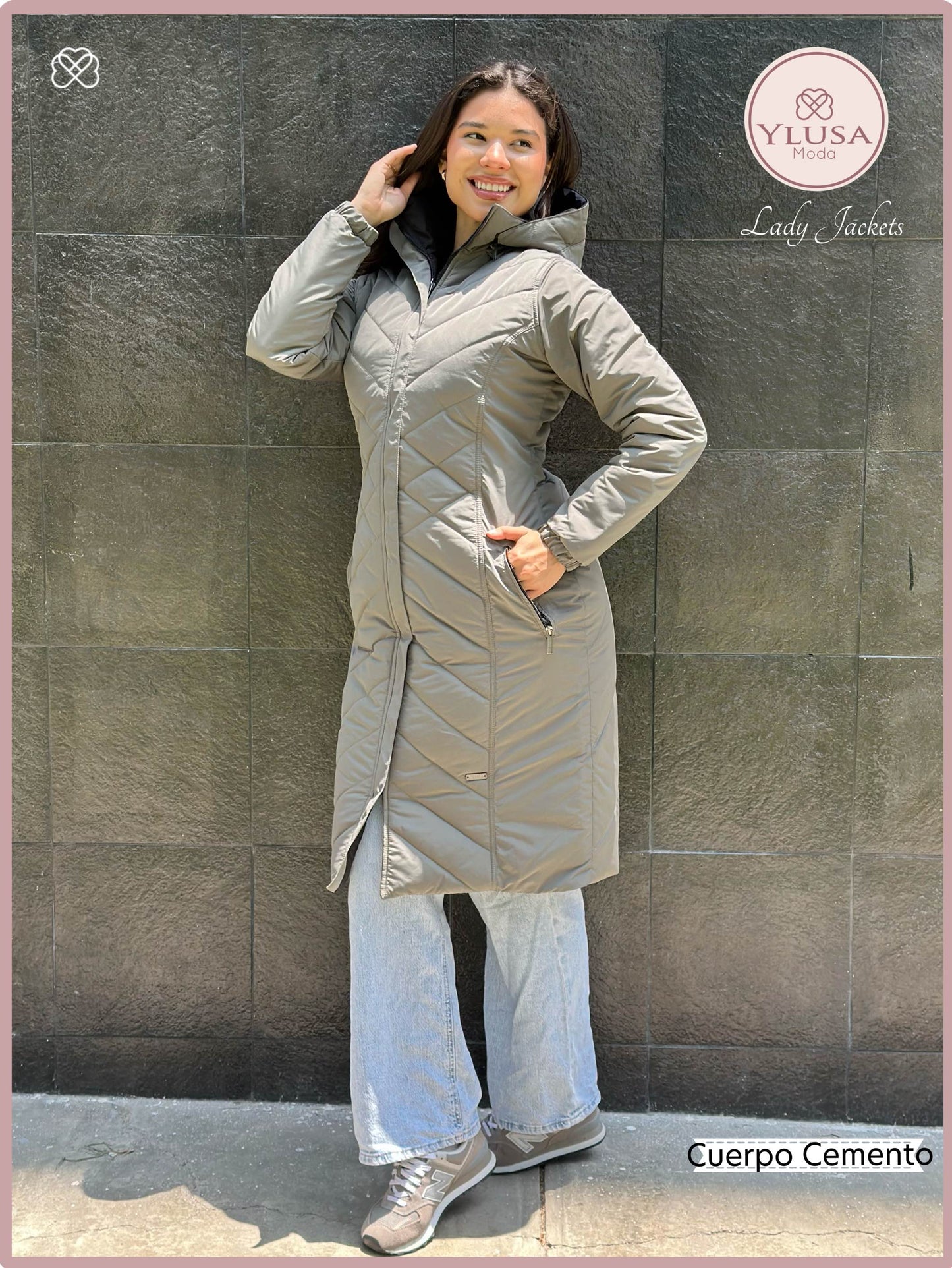 PARKA MAXI LARGA REVERSIBLE FRANCIS - CEMENTO