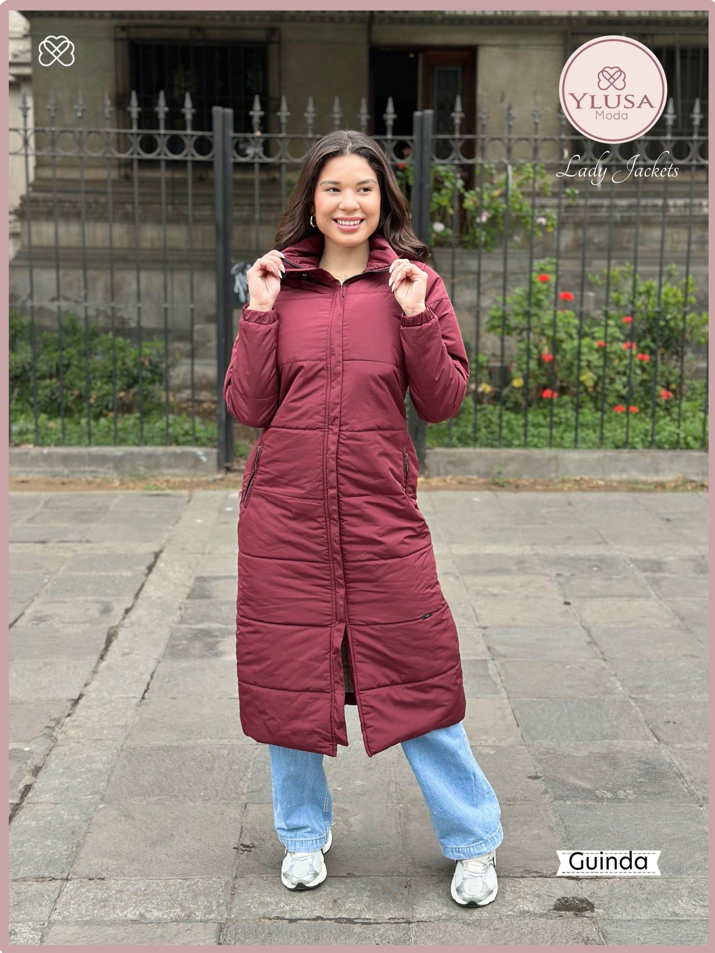 PARKA MAXI EXTRA LARGA PALOMA - GUINDA