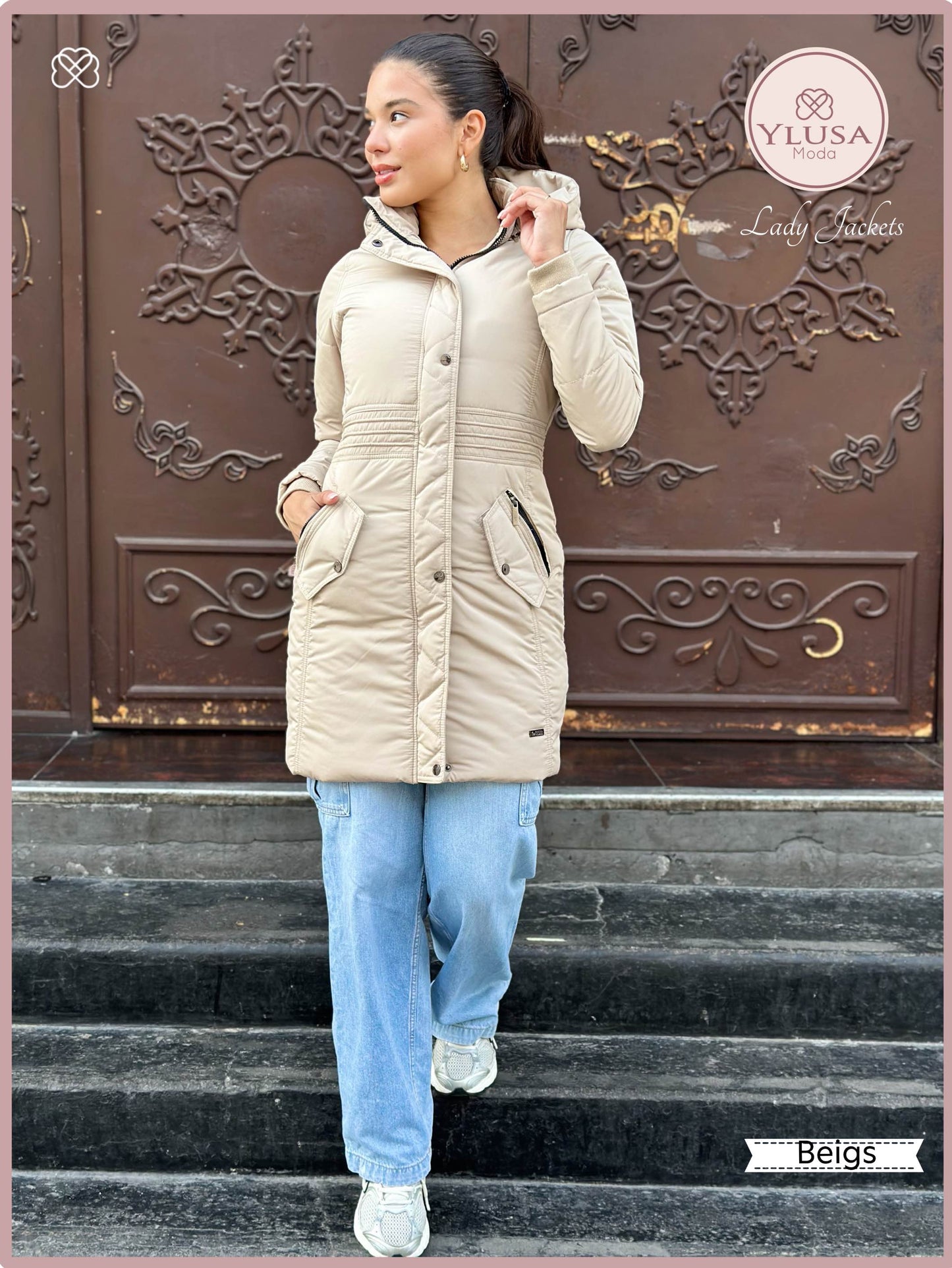 PARKA EXTRA LARGA ROMA -BEIGS