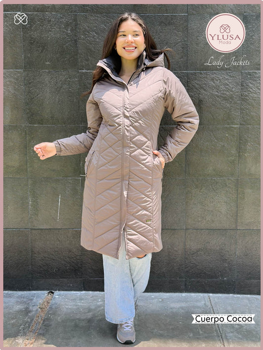 PARKA MAXI LARGA REVERSIBLE FRANCIS - COCOA