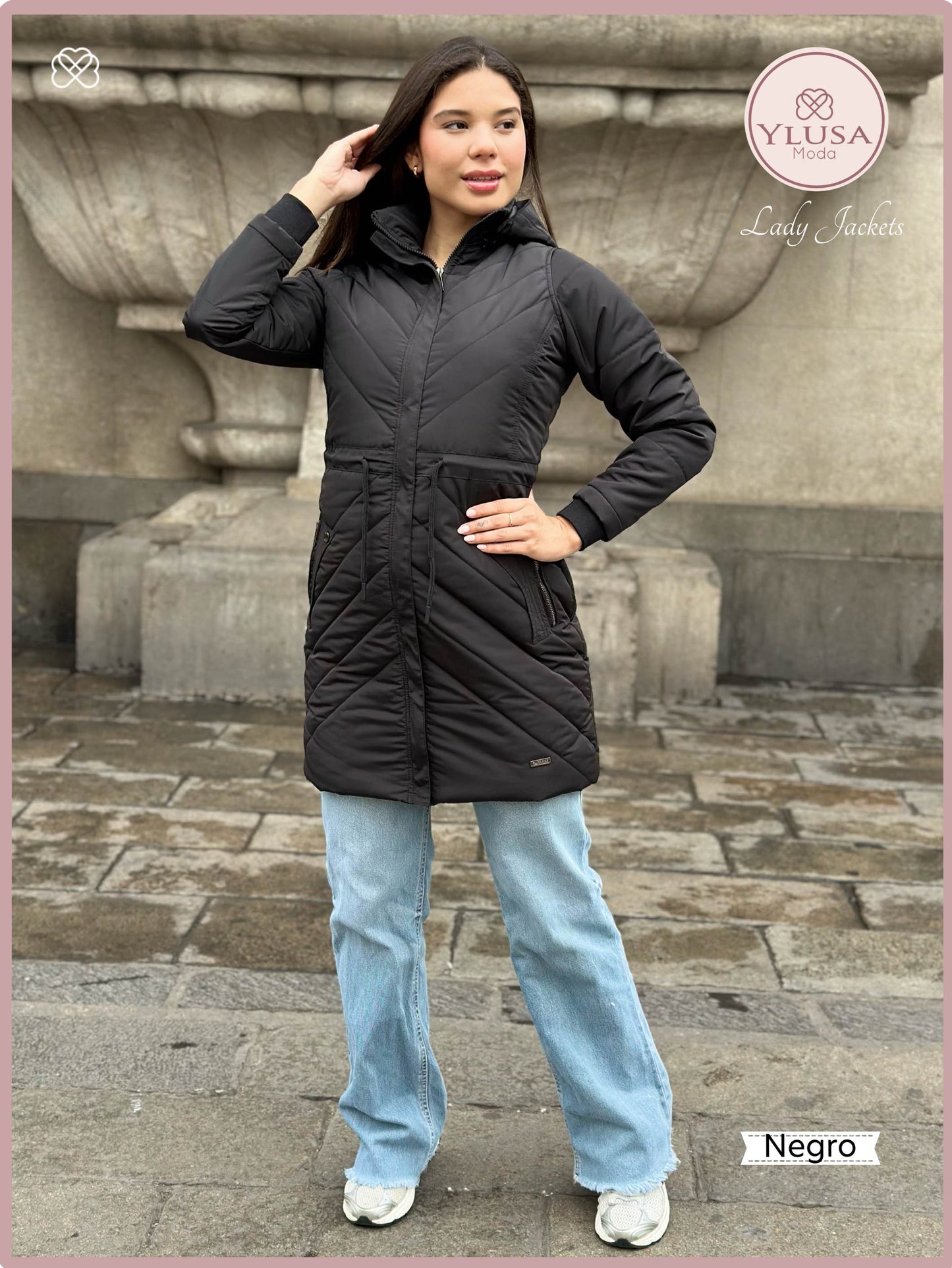 PARKA EXTRA LARGA C/PELUCHE ALEJANDRA - NEGRO