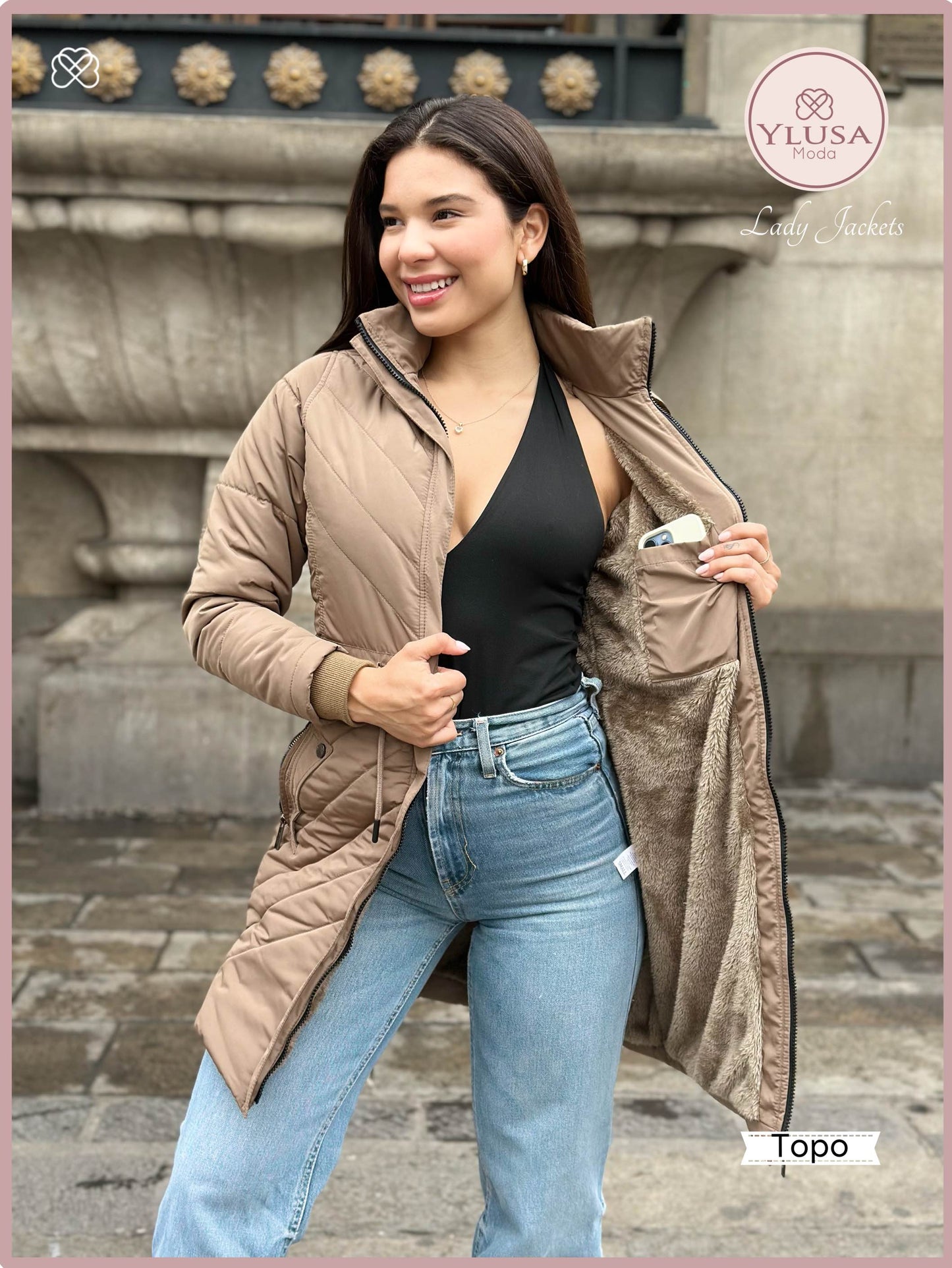 PARKA EXTRA LARGA C/PELUCHE ALEJANDRA - TOPO